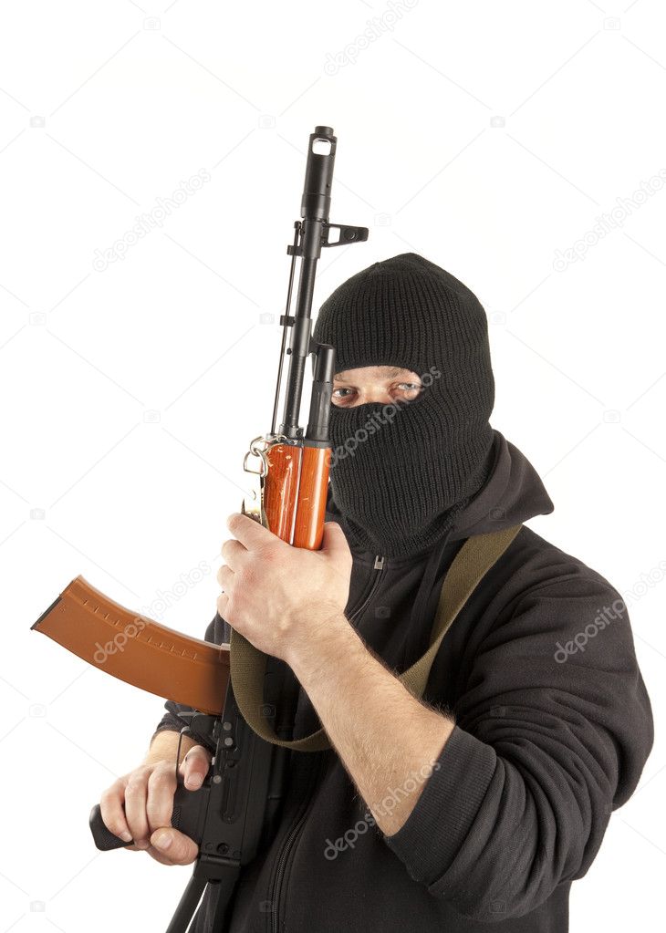 Man in mask with gun
