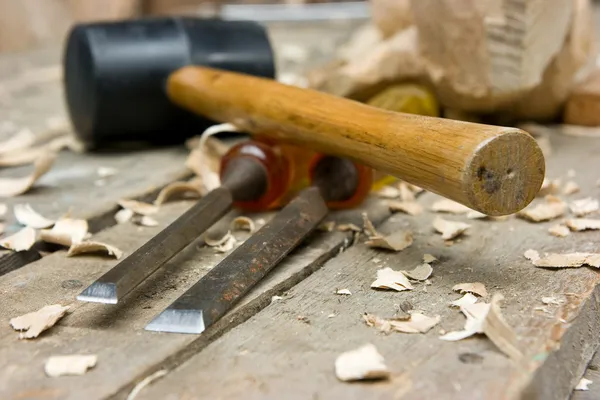 Werkzeuge zur Holzschnitzerei — Stockfoto
