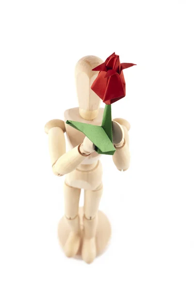 人体模特和红色的花 — 图库照片