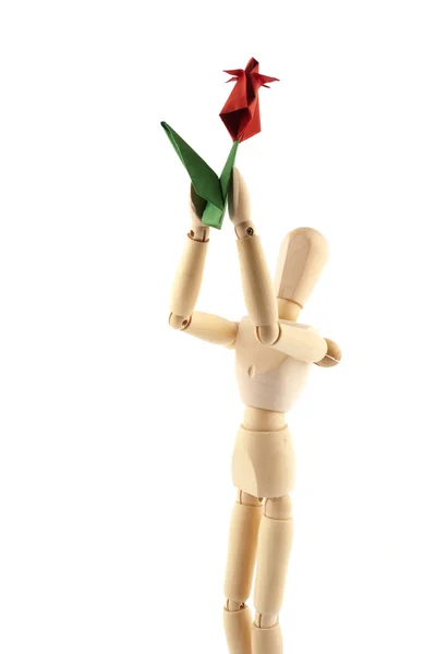 Mannequin and red flower — Stock Photo, Image