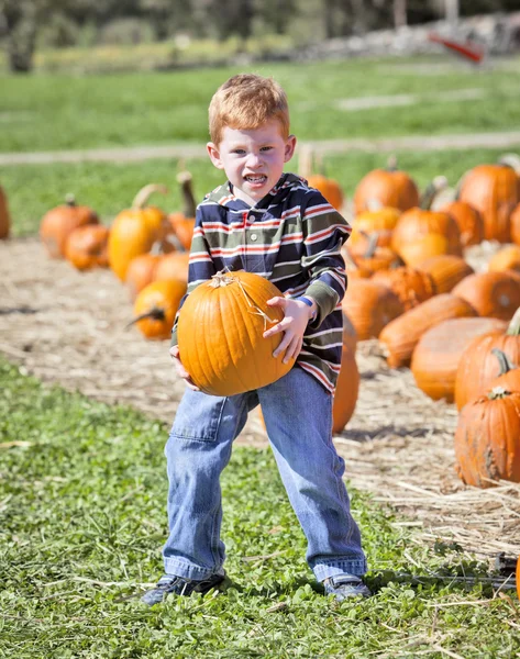 Boy with pumpkin — Stock Photo, Image