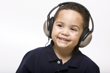 Boy with headphones clipart