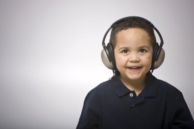 Boy with headphones clipart