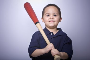 Boy with baseball bat clipart