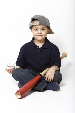 Boy with baseball bat clipart