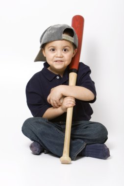 Boy with baseball bat clipart