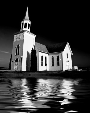 Old white church clipart