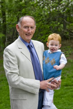 Grandad with grandson clipart