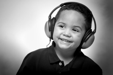 Boy with headphones clipart