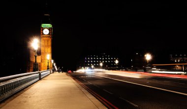 Westminster Bridge in London at night clipart