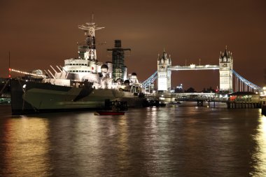 River Thames Tower Bridge and HMS Belfast clipart