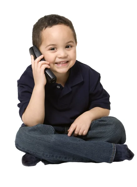 Chłopiec na telefon — Zdjęcie stockowe