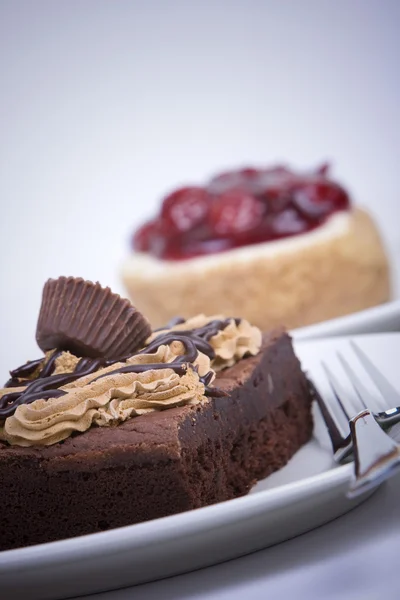 Brownie de chocolate y pastel de queso — Foto de Stock