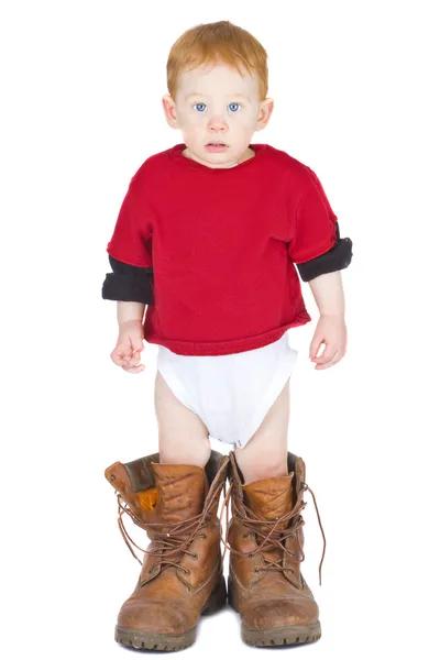 Boy in boots — Stock Photo, Image
