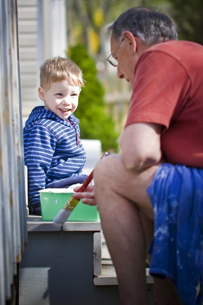 stock image Grandson and grandfather