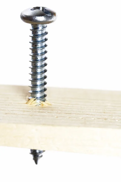 Screw in wood — Stock Photo, Image