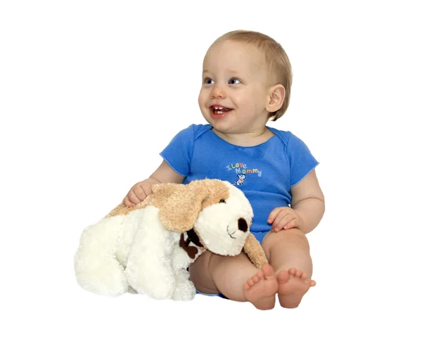 Baby with puppy — Stock Photo, Image