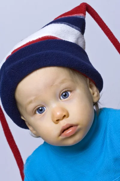 Baby i ski hatt — Stockfoto