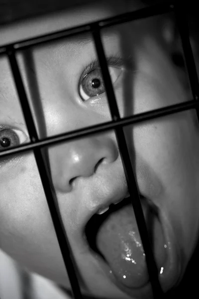 Barn bakom galler — Stockfoto