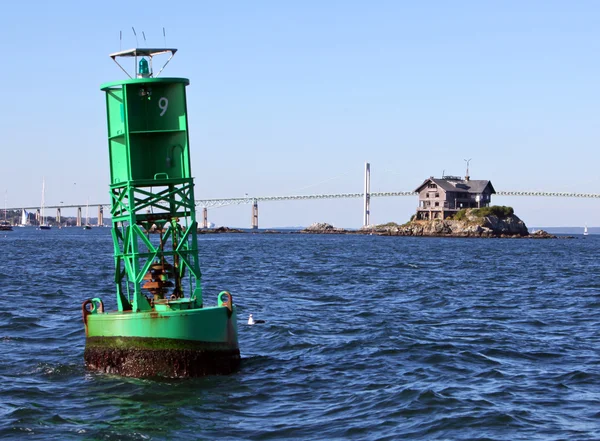 Newport bridge and buoy — Stock Photo, Image