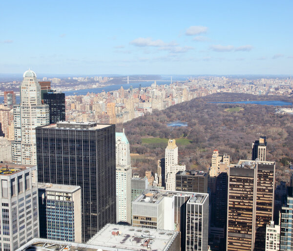 View of Central park and skyscrapers in New York