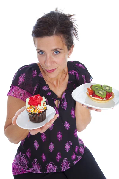 Frau mit Dessert — Stockfoto