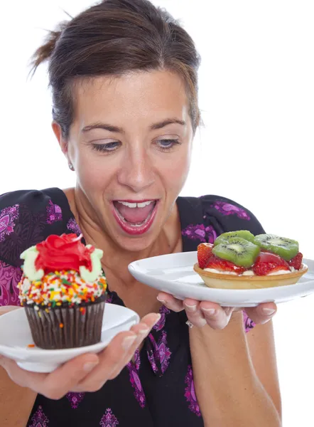 Woman with dessert — Stock Photo, Image