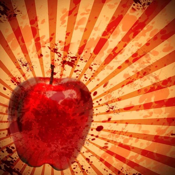 Blood splat background with apple — Stock Photo, Image