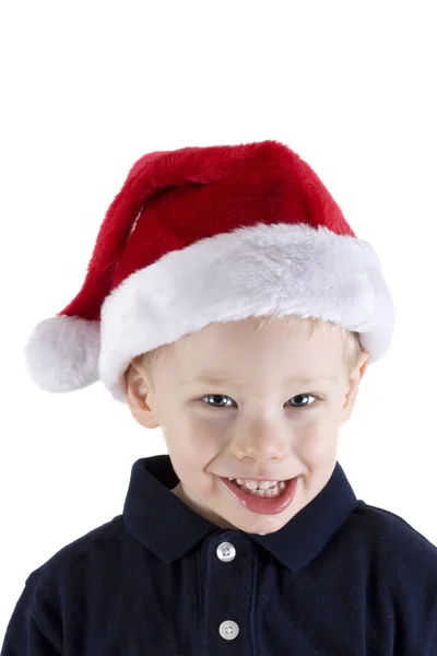 圣诞老人帽的男孩 — 图库照片
