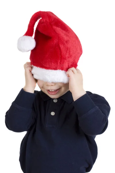 サンタの帽子の少年 — ストック写真