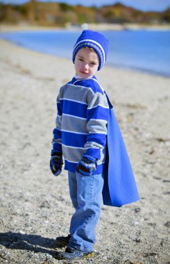 Boy at beach clipart