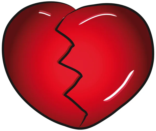Broken red valentines day heart vector clip art — Stock Vector