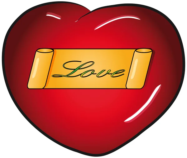 Corazón de San Valentín con signo de amor — Vector de stock