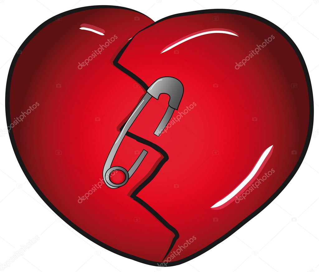 Safety pin clip art | Broken heart with safety-pin — Stock Vector ...