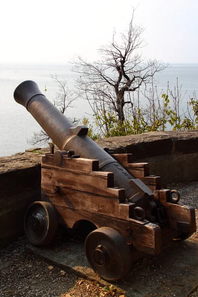 Cannone contro il mare — Foto Stock