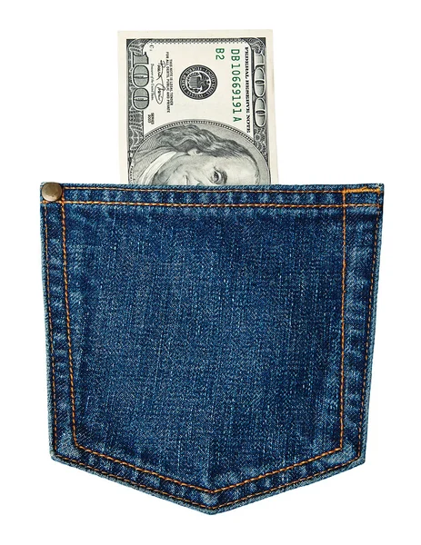 Contas em um bolso de calça — Fotografia de Stock