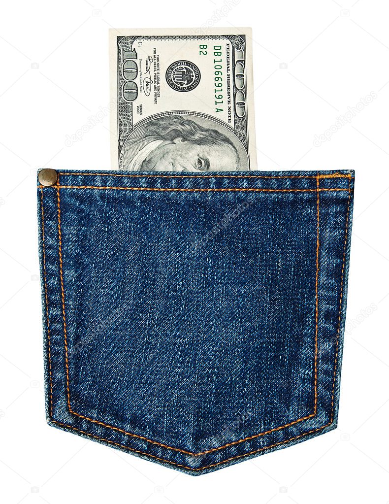 Bills in a jeans pocket