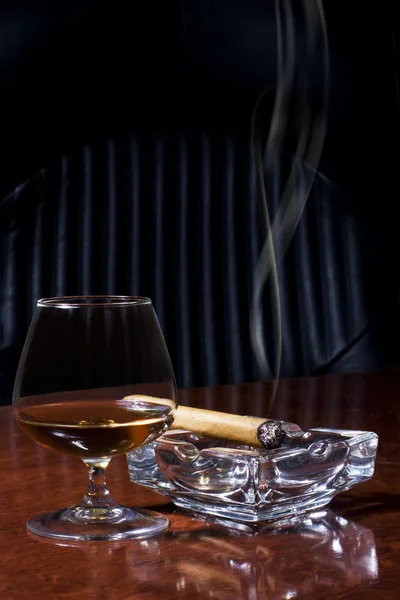 Cognac and Cigar — Stock Photo, Image