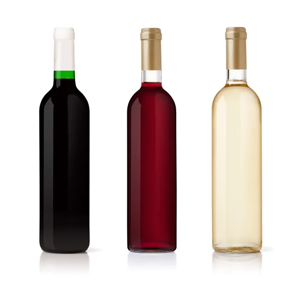 Conjunto de botellas aisladas sobre fondo blanco —  Fotos de Stock