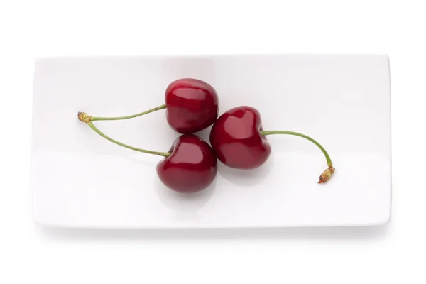 Cherry di piring — Stok Foto