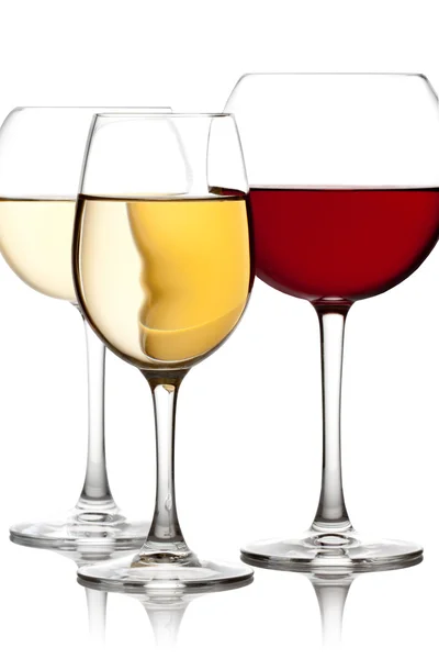 Ποτήρι κόκκινου και λευκού κρασιού — Φωτογραφία Αρχείου