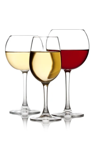 Бокал красного и белого вина — стоковое фото