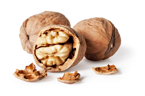 Ořech a popraskané ořech — Stock fotografie