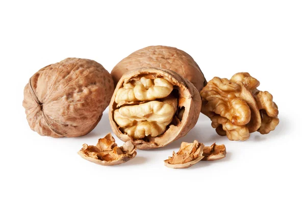 Walnut and a cracked walnut — Stock Photo, Image