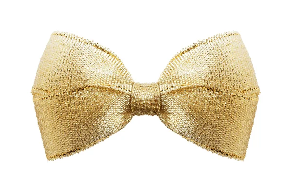 Golden gift bow. Ribbon. Isolated on white — Stock Photo, Image