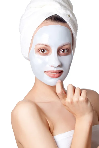 Femme avec masque cosmétique — Photo