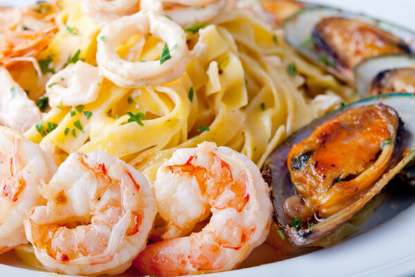 Fettuccine and seafood