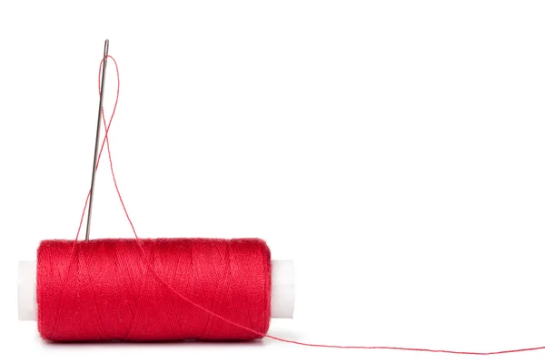Red bobbins of thread — 스톡 사진
