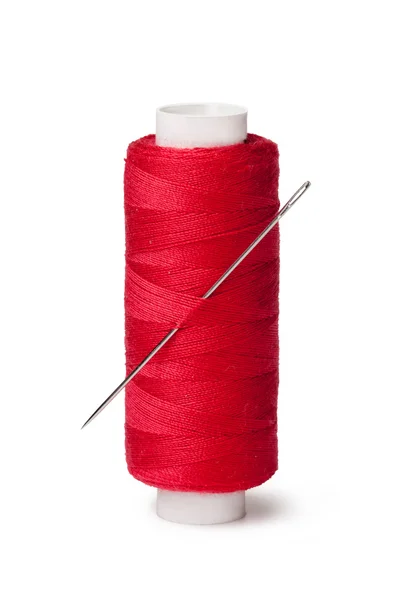 Czerwony szpulki nici — Zdjęcie stockowe