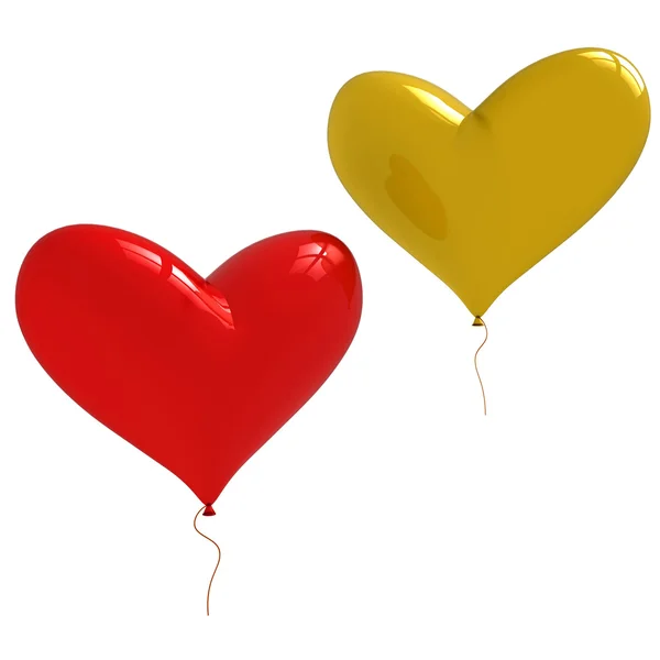 Dwa balony w kształcie serca — Zdjęcie stockowe